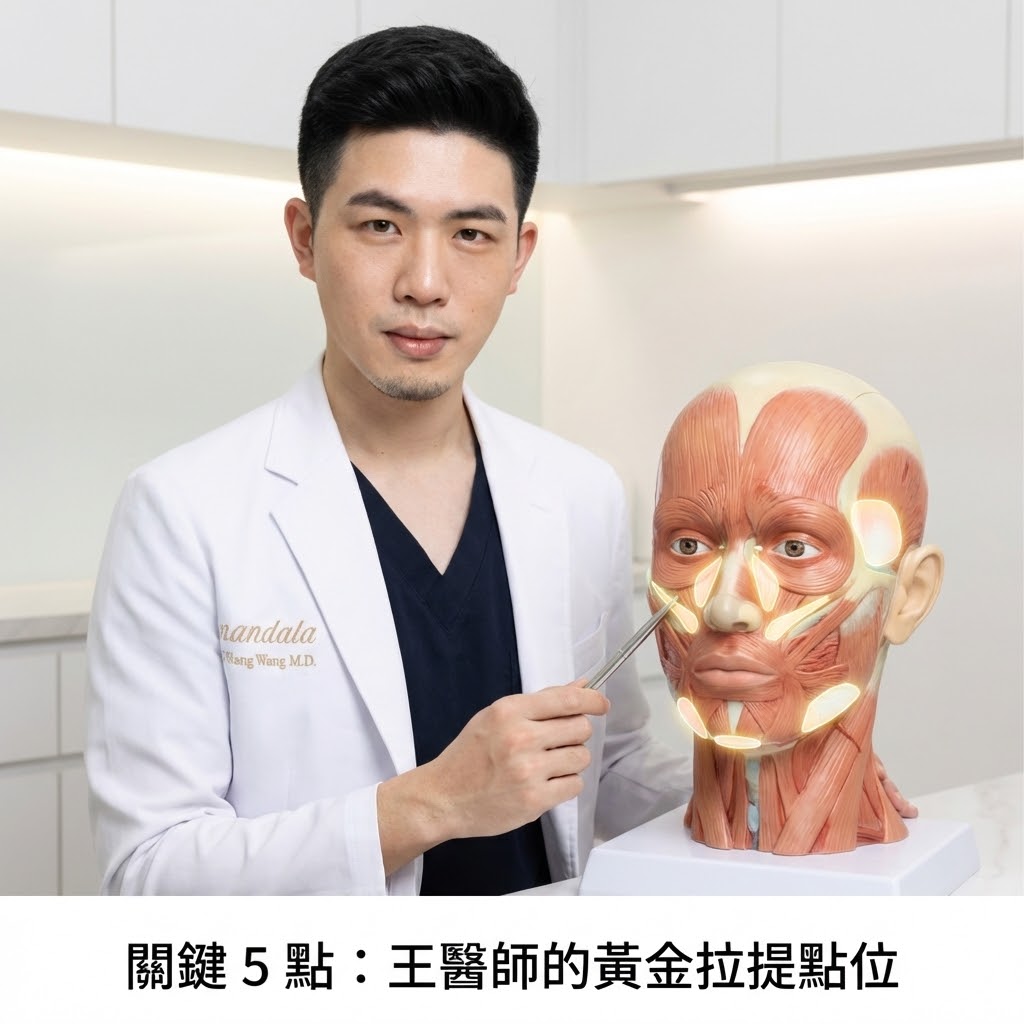 臉部5點拉提位置圖