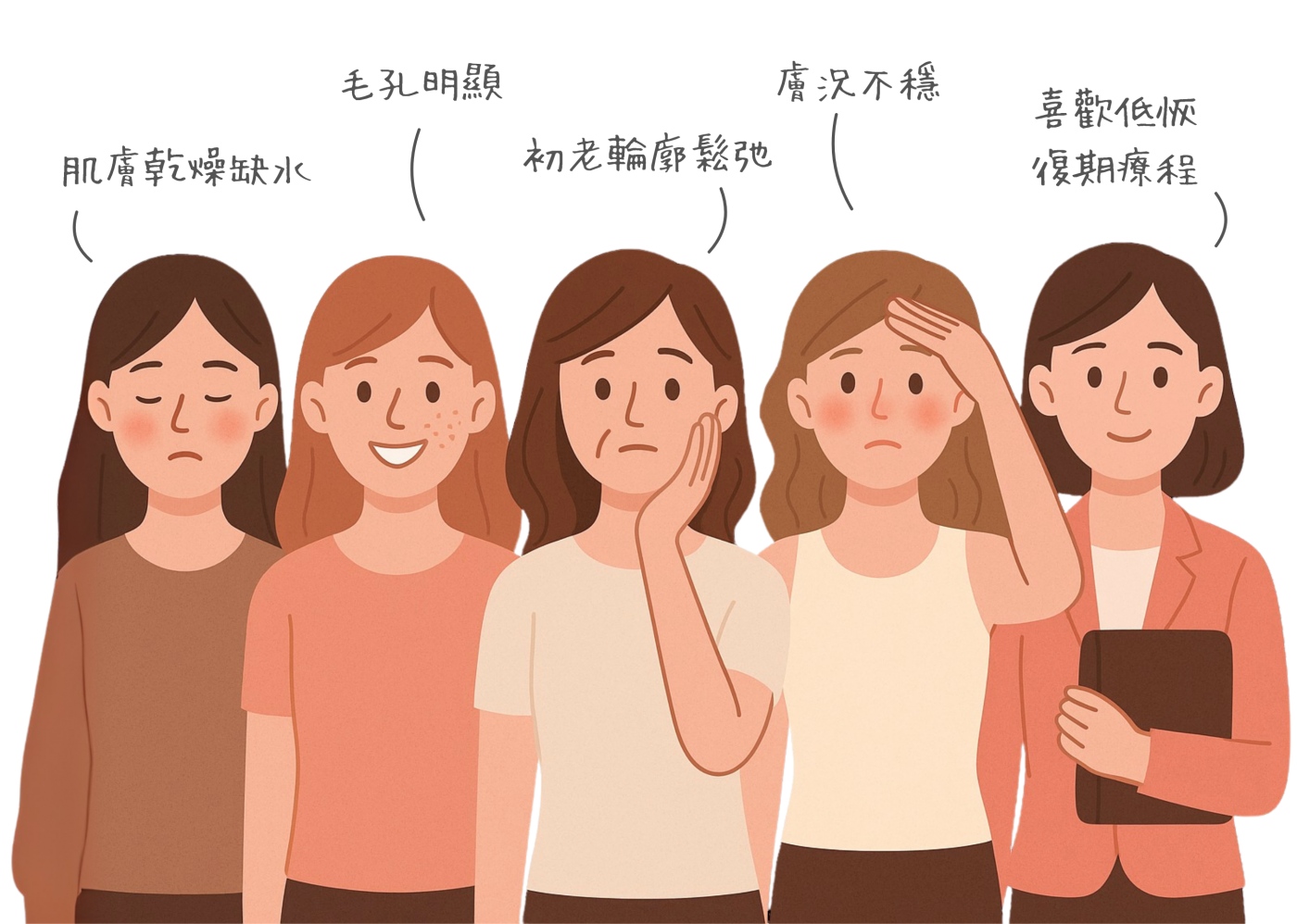 麗珠蘭適合的膚況:肌膚乾燥缺水、毛孔明顯、膚況不穩、喜歡快恢復期的療程